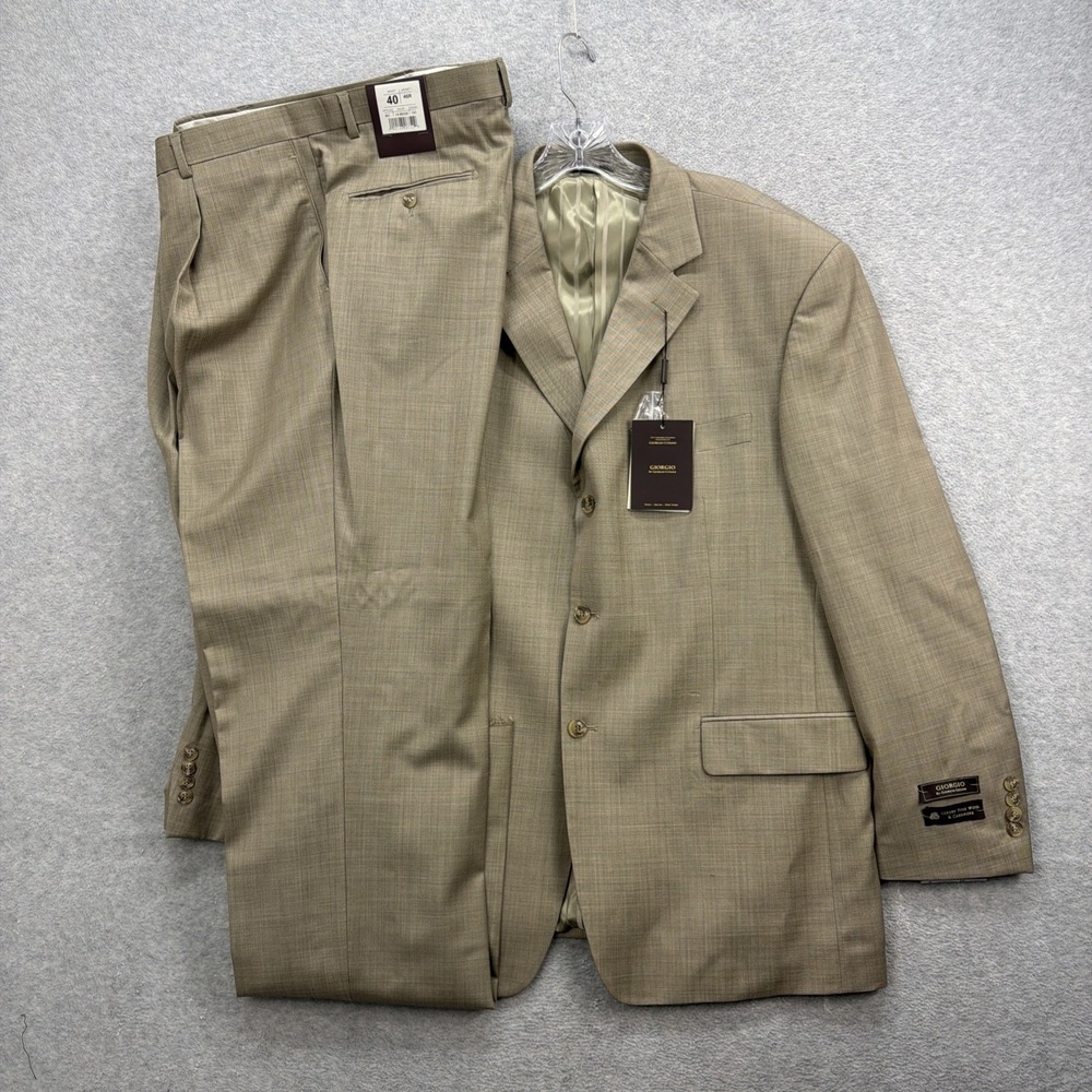 Giorgio Cosani‎ Suit Mens 46 Blazer 40x37 Pants Unhemmed Wool Cashmere Beige NEW